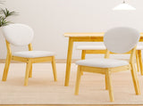 1 Table 2 Chairs 1 Bench Dining Set, Rubber Wood Frame with Beige Upholstered Seats, Natural Wood 59560900