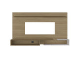 Colorado Wall Mounted TV Panel with Floating Media Console and Open Storage Shelves,Natural Oak B128P611066