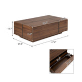 Rectangular Sliding Top Coffee Table with 2 Drawers and 2 Hidden Storage for Living Room 47.2" N735P250955D