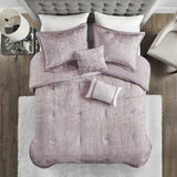 5 Piece Crinkle Velvet Comforter Set Blush King/Cal King B035P148352