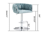 360&deg Fabric cover Swivel Bar Stools Set of 2, Adjustable Counter Height Bar Chairs with Woven 58671513