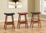 ZUN Solid Wood Walnut Finish Counter Height Stools Set of 2 Red Faux Leather Seat Mid-Century Modern B011P172708