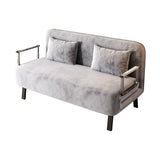 velvet light gray 55 Convertible Chair Bed, Tri-Fold Sofa Bed with Adjustable Backrest & Pillow, W1767P145839
