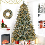 ZUN 7ft Lighted Artificial Christmas Tree with Wreath Set of 2 , Christmas Tree Holiday Decoration, N710P181622F