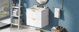 ZUN Modern 24-Inch Wall-Mounted Bathroom vanity with 2 Drawers, White - Ideal for Small Bathrooms WF324047AAK
