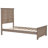 ZUN Farmhouse Wooden Platform Twin Size Bed with Panel Design Headboard and Footboard for Teenager, Ash WF530025AAD