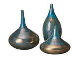 Blue and Bronze Decorative Glass Vases 3-piece set B03599276