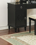 Bedroom Vanity Set w Stool Open Up Mirror Storage Space Drawers Rubber wood Ring Pull Handles Black B011113339