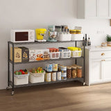 3-tier, adjustable shelf spacing, with adjustable feet and wheels, iron display stand, 117*45*104cm, 71657216