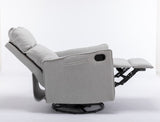 038-Cotton Linen Fabric Swivel Rocking Chair Glider Rocker Recliner Nursery Chair With Adjustable W527134470