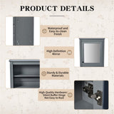 24'' x 27'' Wall Mounted Bathroom Storage Cabinet with Mirror, Medicine Cabinet with Height N710P195492E