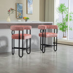 ZUN House Hold Bar Set of 1, Modern Bar Stool with Back, Black Metal Frames, Upholstered Bar W1588P207637