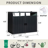 Garbage Bin Shed Stores 2 Trash Cans Metal Outdoor Bin Shed for Garbage Storage,Stainless Galvanized W54071043