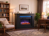 40" Electric Fireplace TV Stand with Mantel, LED Strip & Adjustable Flame for Up to 55" TVs, Black 23537237