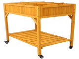 Elevated 8 Pocket Herb Garden Bed, Mobile Raised Customizable Wood Planter for Herbs, Vegetables, 69112544