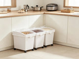 3-Pack 25L Large Rice Storage Container, Airtight Dog Food Dispenser Bin with Wheels & 3 Scoops, 15843585
