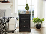 Farmhouse Style 3 Drawer Sofa Side Table Charging Pedestal, Tall Rustic Wood Square Nightstand W2393P324459