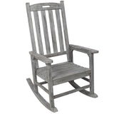 Wooden Oversized Porch Rocker Chair With Wide Seat and Tall Backrest,High Back Smooth Rocking Chairs 21024321