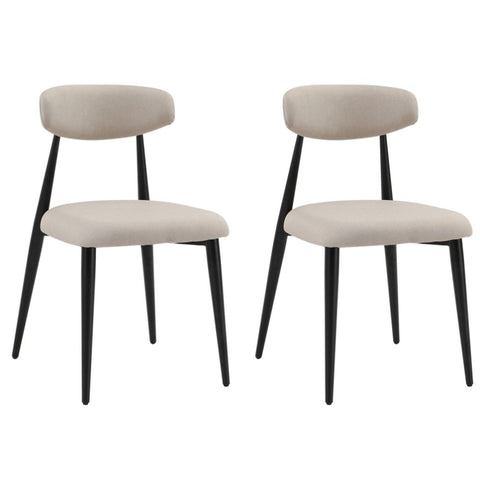 ZUN Modern Dining Chairs Set of 2, Curved Backrest Round Upholstered and Metal Frame, Light Grey W876110769