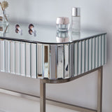 39" Mirrored Makeup Vanity Table with Stainless Steel Base, Mirrored Console Dressing Table with 2 N704P171796N