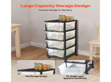 Plastic Storage Drawer Cart with 4 Compartments, Mobile Organizer with Wheels, 55782764