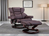 8-Point Massage Recliner with Ottoman, Heated Cat Scratch Leather Reclining Chair ,Bent Wood Base, W1622P460963