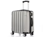 ABS Trolley Case 20in 24in 28in 3PCS Suitcase Set Striped Textured Suitcase Silver Gray 96290375