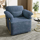 360 Degree Square Swivel Accent Sofa Chair,Fluffy Fabric Lounge Wide Upholstered Reading Chair with W2012P319079