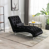 COOMORE Velvet Chaise Lounge Indoor,Button-Tufted Upholstered Chaise Lounge Chair with Pillow for W39538681
