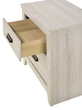 Contemporary 2-Drawer Nightstand End Table Beige White Finish Two Storage Drawers Bedroom Furniture B011P155873