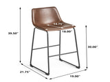 Set of 2 30" Cedric Faux Leather Barstool Vintage Brown 57583.00