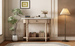 ZUN TREXM Narrow Console Table with Curved Corner, Retro Entryway Table with Top Drawer and Open Shelf, N715P230795A