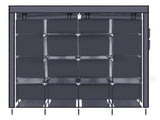 67" Clothes Closet Portable Wardrobe Clothes Storage Rack 12 Shelves 4 Side Pockets Gray 63742682