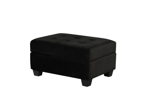 ZUN Omega Velvet Upholstery Contemporary Ottoman with Storage Made with Wood Black B009P169823