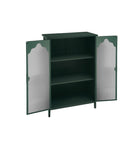 ZUN 2 Doors Metal Storage Cabinet,Display Cabinet with Glass Doors,Metal Kitchen Sideboard Buffet W688P194071