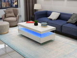 ZUN Ria Modern & Contemporary Style with LED Coffee Table Made with Wood & Glossy Finish in White Color B009136657