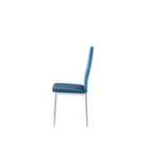 ZUN Light blue modern simple style dining chair leather chrome metal pipe diamond grid pattern W29964250