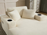Corduroy Upholstered Chaise Lounge Sofa,Magazine bag,Detachable Cushions Deep Seat for Living W2120P322752