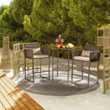 ZUN Outdoor 3 Piece Patio Bar Set, Bar Height Bistro Table Set for 2 People, High Top Wicker Bar Stools 64034350