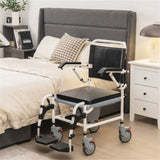 4-in-1 Multifunctional Commode Chair/ Shower/Wheelchair/Normal Chair, 4-Level Height Adjust 42944991