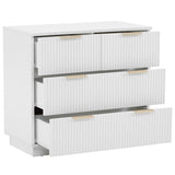 White P2 Particle Board and Density Board Wavy Pattern Drawer Front Three-Level Four-Drawer Bedside 33325680