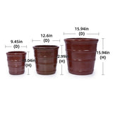 3 Pieces Ceramic Flowerpot, Modern Planter for Patio, Garden or Windowsills - Bean Paste Red W3273P321532
