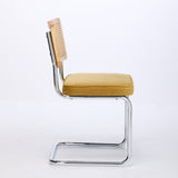 Mid Century Modern Dining Chairs Set of 2, Velvet Accent Chairs with Natural Cane Back & Stainless W1143P168323