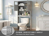 2-Door 3-Tier Toilet Cabinet MDF Melamine-Faced Bathroom Vanity 23.23*8.66*66.93in Grey 44440316