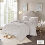 3-Piece Tufted Cotton Chenille Medallion Comforter Set Grey King/Cal King B03597078