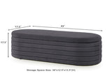 Modern Oval Storage Ottoman Bench, Upholstered Fabric End Bed Storage Bench Aesthetic Large Foot W2186P440509