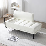 55"Inch Width Modern End of Bed Bench,Beige Faux Leather Upholstered With side table, 360-degree W2677P196632