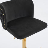 A&A Furniture,Swivel Barstools Adjusatble Seat Height With Gold-plating Base, Classic Velvet W1143P204044