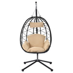 ZUN Egg Chair with Stand Indoor Outdoor Swing Chair Patio Wicker Hanging Egg Chair Hanging Basket Chair 61801298