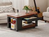 27.6'' Modern Multi-Function Coffee Table/Side Table with Foldable Top & Casters, Multi-tier N735P328521B